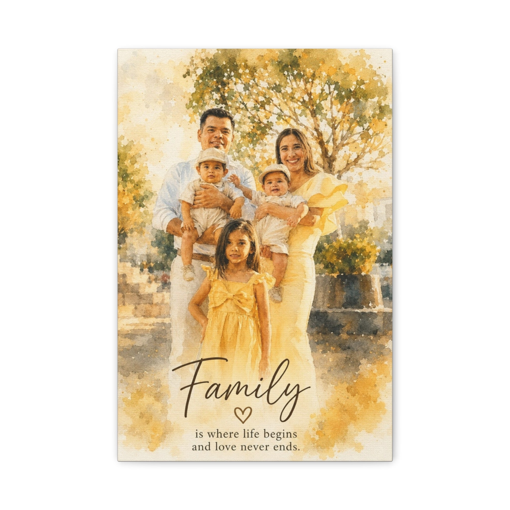 Custom Watercolor Family Portrait Canvast
