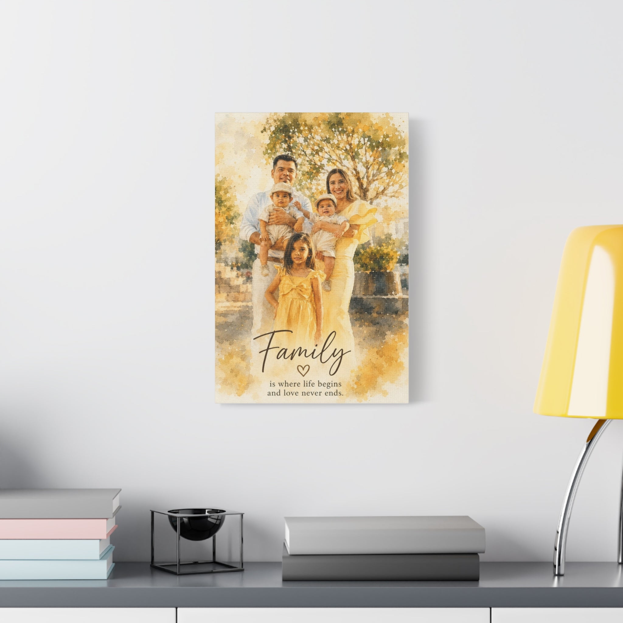 Custom Watercolor Family Portrait Canvast