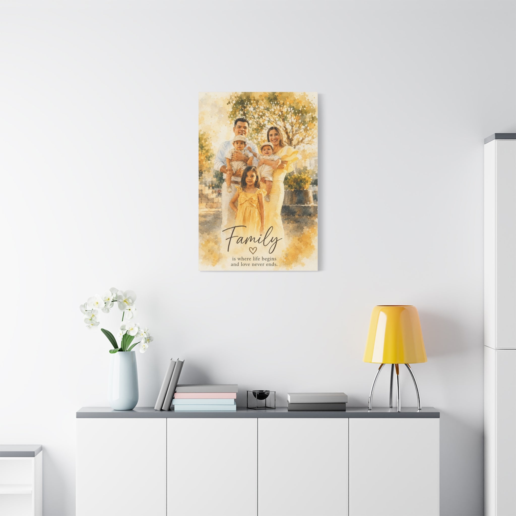 Custom Watercolor Family Portrait Canvast