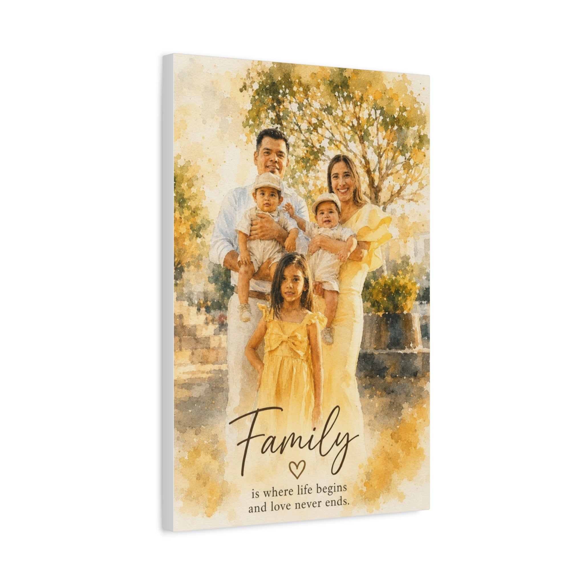 Custom Watercolor Family Portrait Canvast