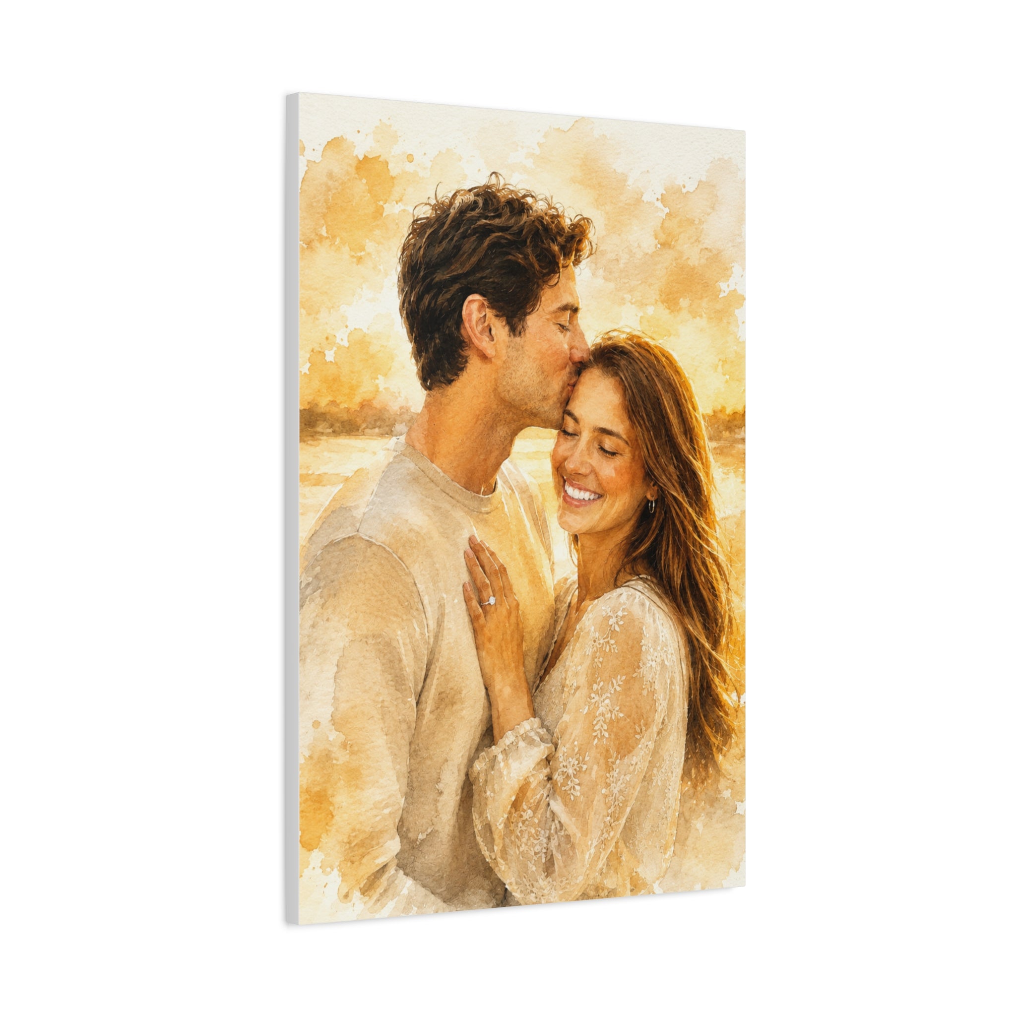 Custom Watercolor Couple Portrait Canvas