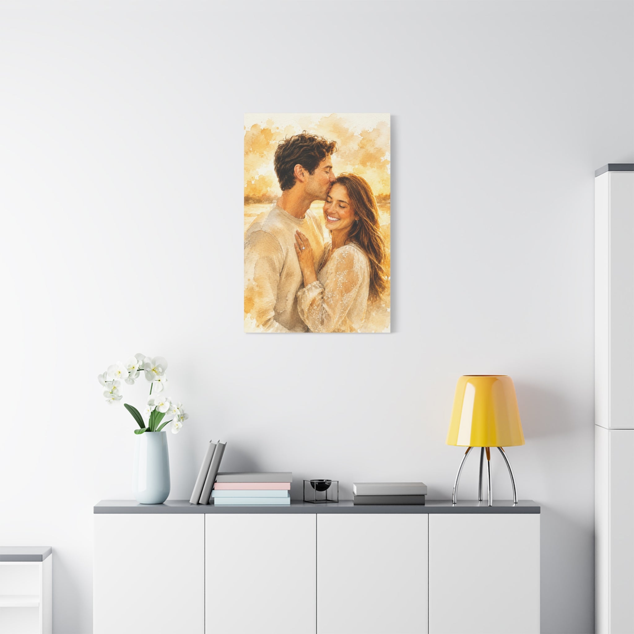 Custom Watercolor Couple Portrait Canvas