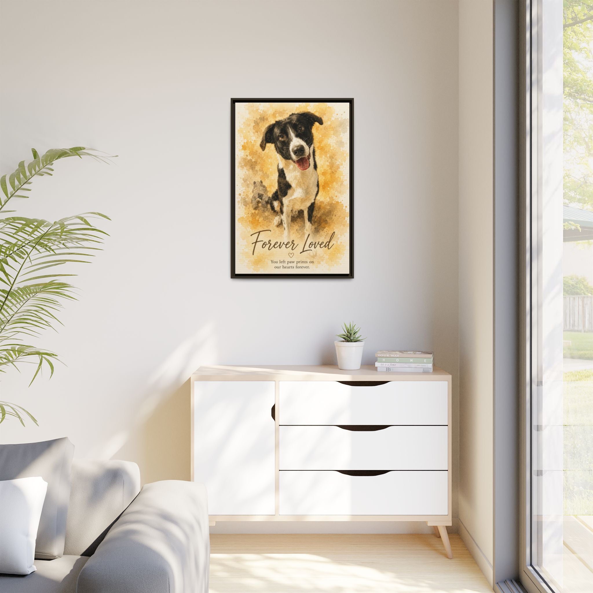 Custom Watercolor Pet Portrait Canvas – Framed