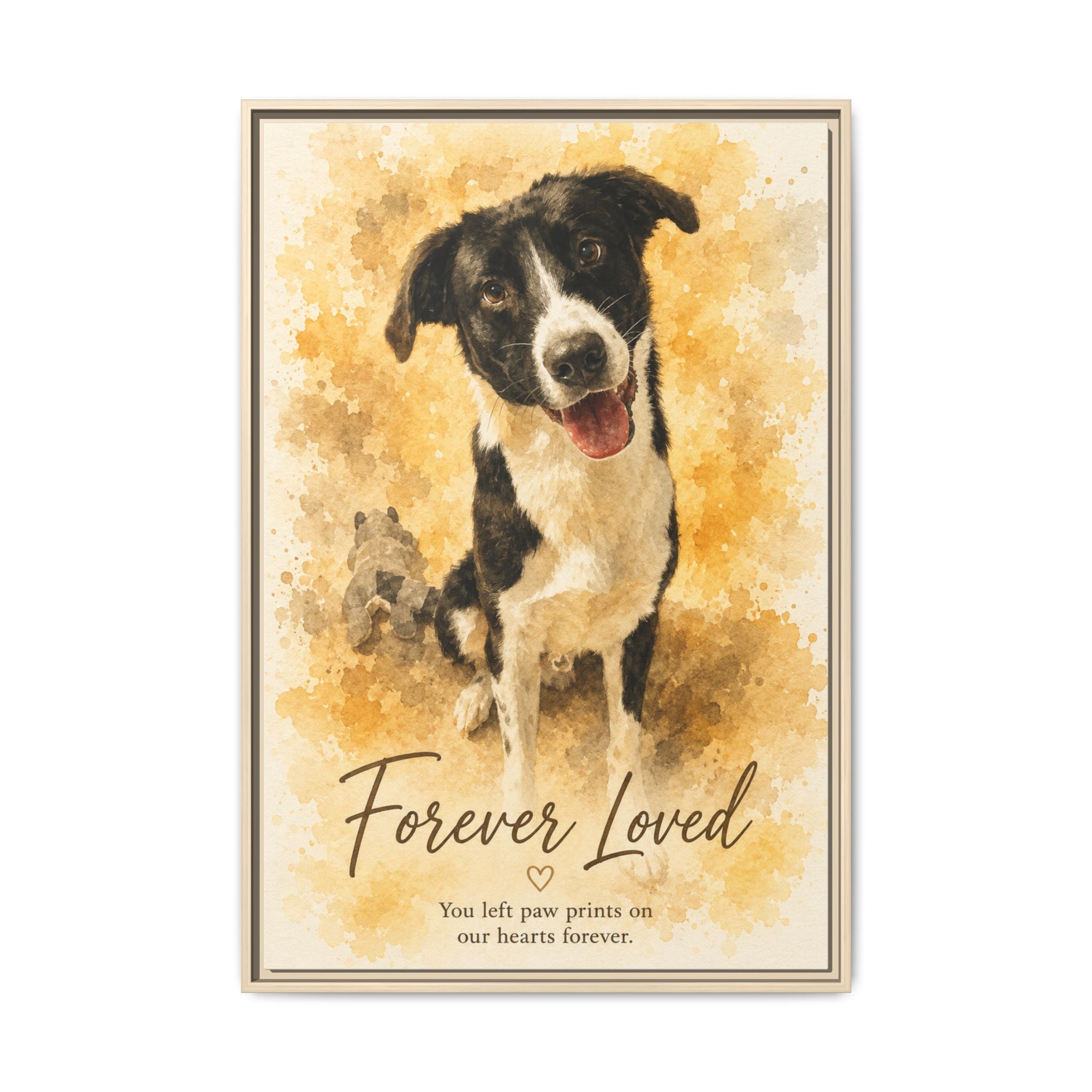 Custom Watercolor Pet Portrait Canvas – Framed