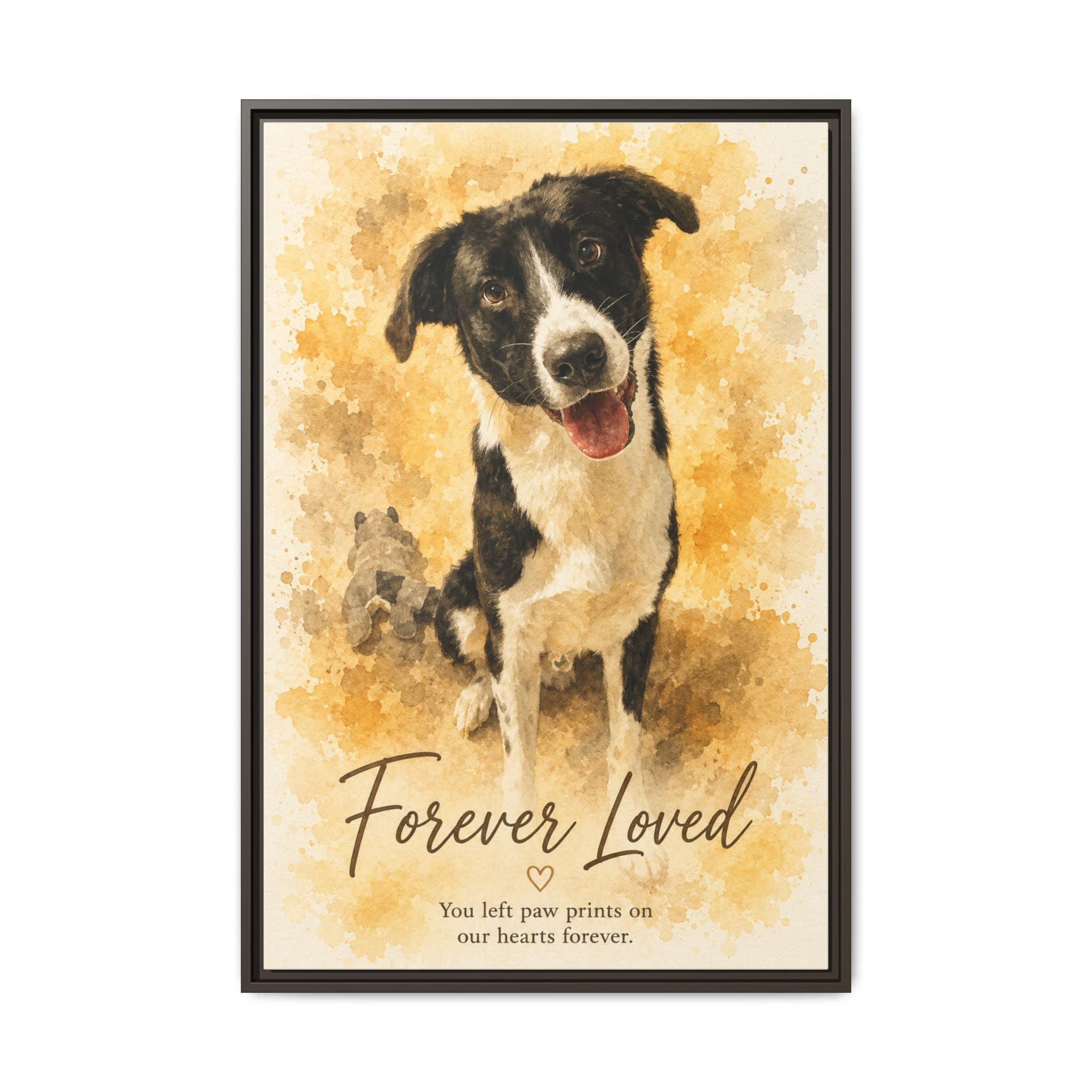 Custom Watercolor Pet Portrait Canvas – Framed