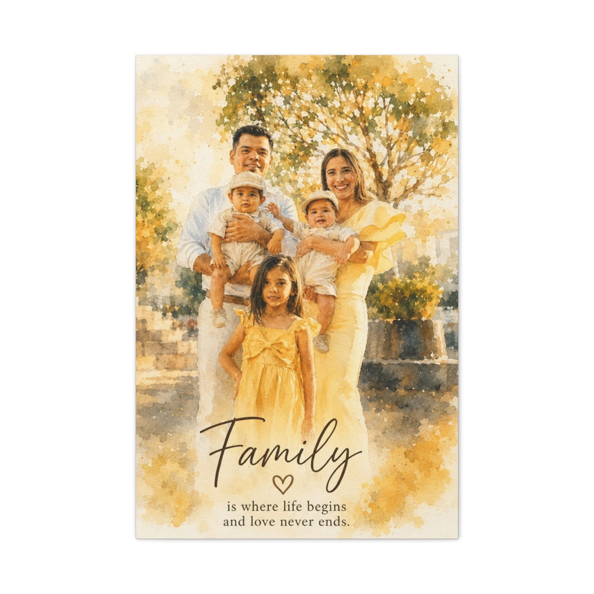 Custom Watercolor Family Portrait Canvast
