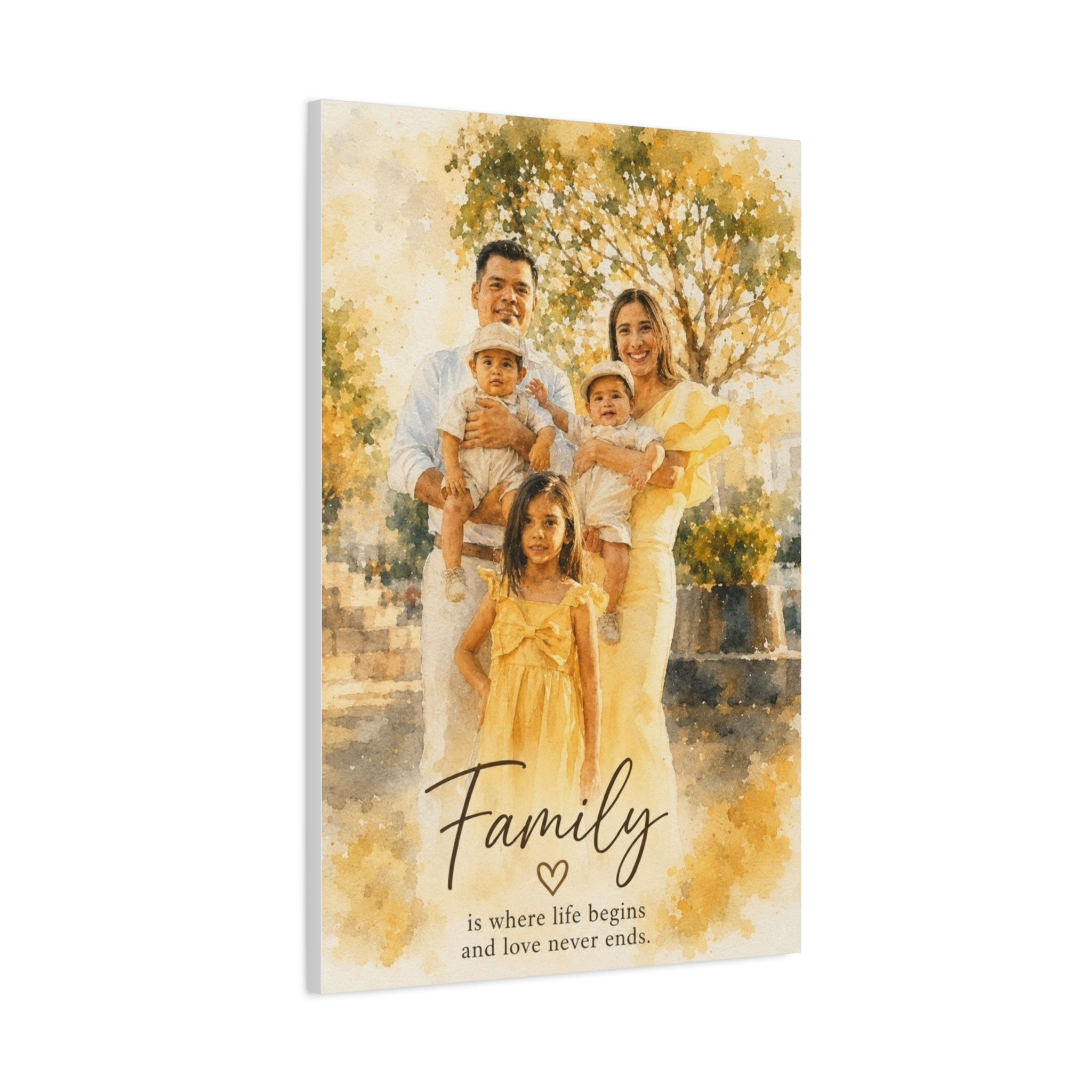 Custom Watercolor Family Portrait Canvast