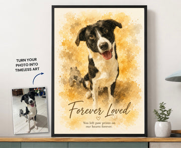 Custom Watercolor Pet Portrait Canvas – Framed