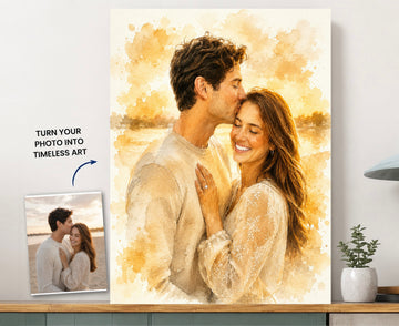 Custom Watercolor Couple Portrait Canvas